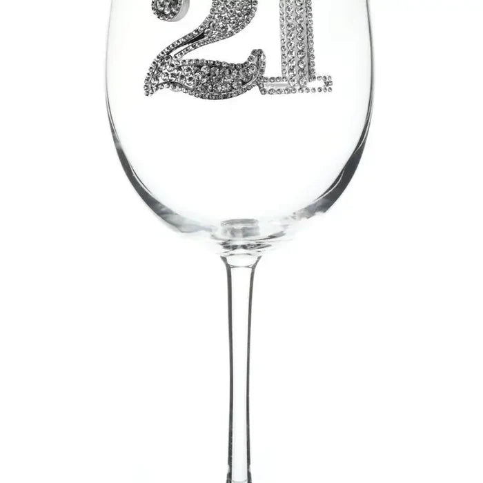 21st Birthday - Jeweled Stemmed Wine Glass