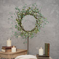 30" CREAM BOXWOOD & WILDFLOWER VINE WREATH