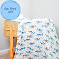 Baby Muslin Swaddle Blanket 47x47 Jawsome Shark