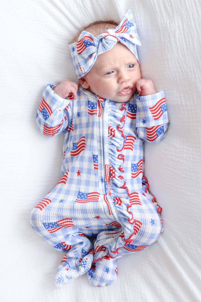 Bamboo Waffle Knit Large Bow Headwrap | Star-Spangled Picnic