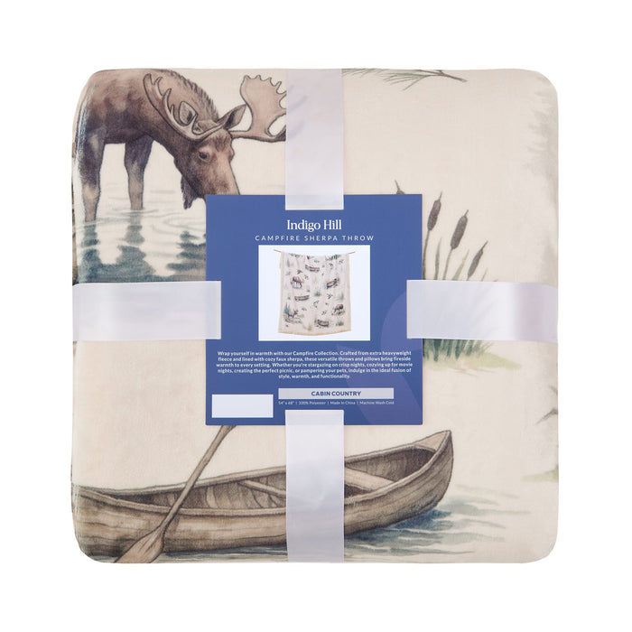 Cabin Country Campfire Sherpa Throw