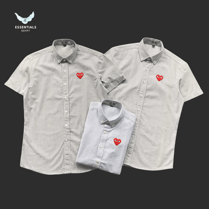 CDG Play Shirt – Grey Red Heart - ESSENTIALS EGYPT