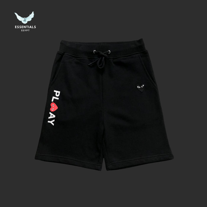 CDG Play Shorts – Black Dual Logo - ESSENTIALS EGYPT