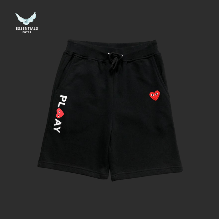 CDG Play Shorts – Heart Patch Black - ESSENTIALS EGYPT