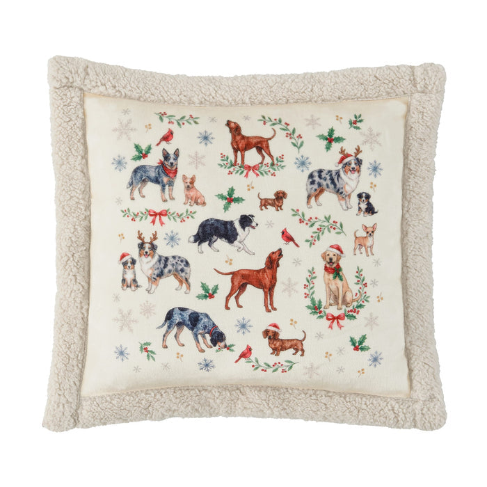 Christmas Dogs Campfire Sherpa Pillow