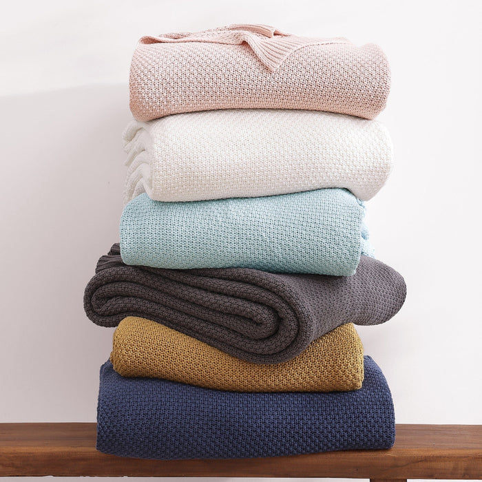 Cotton Knit Blanket Throw