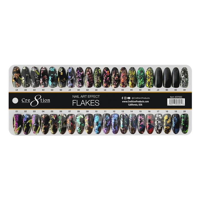 Cre8tion Nail Art - Chameleon Flakes Effect 0.5g 39 Colors 6 jars/pack