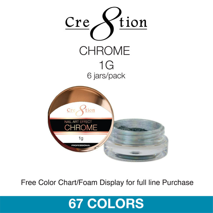 Cre8tion Nail Art - Chrome Effect 1g 67 Colors 6 jars/pack