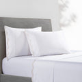 Delphine Scalloped Edge Embroidered 350TC Cotton Sateen Sheet Set Twin / Taupe Sheet