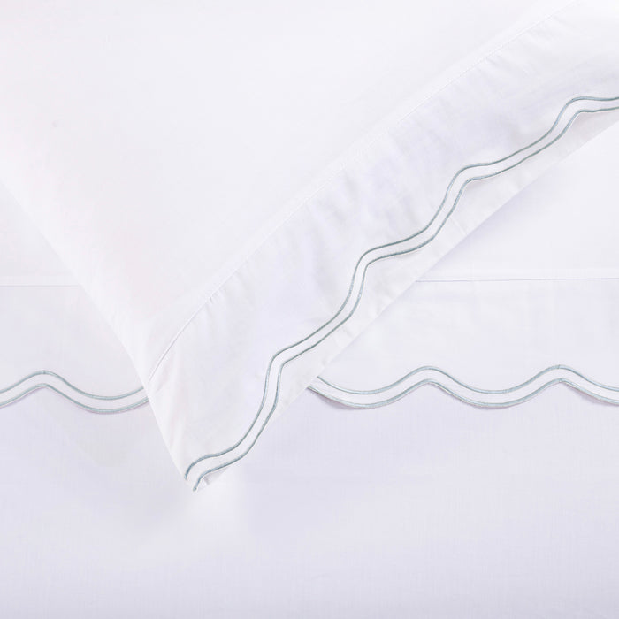 Delphine Scalloped Edge Embroidered 350TC Cotton Sateen Sheet Set