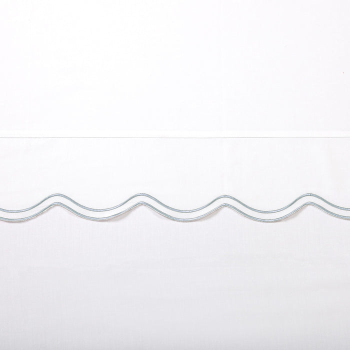 Delphine Scalloped Edge Embroidered 350TC Cotton Sateen Sheet Set Twin / Dusty Aqua Sheet