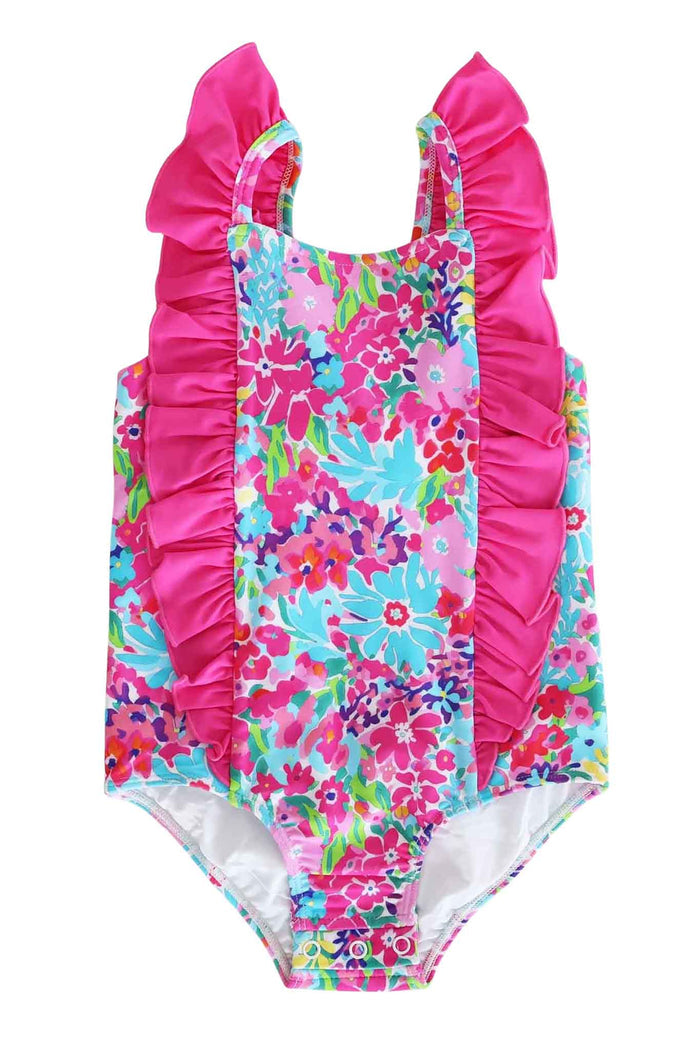 Double Ruffle Bow Back One Piece | Petal Splash: 12-18 months