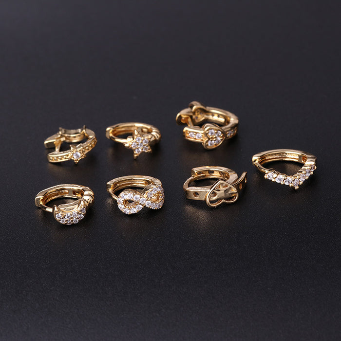 Fashion Mini Zircon Small Ear Buckle Ear Bone Piercing Jewelry