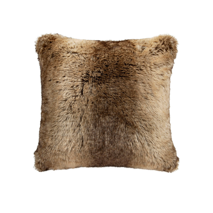 Faux Wolf Fur Throw Pillow