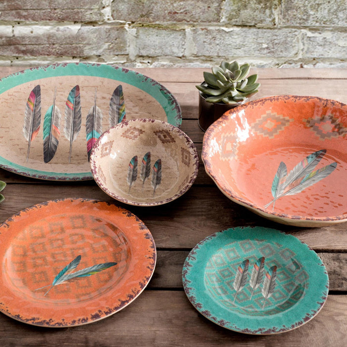Feather Melamine Dinner Plates, Set of 4 Dinner Plate