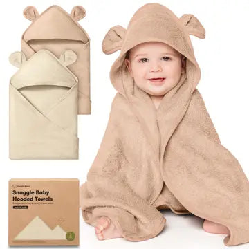 KeaBabies 2-pack Snuggle Baby Hooded Towels