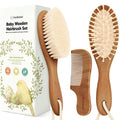 KeaBabies Baby Hair Brush and Comb Set: Dark Walnut