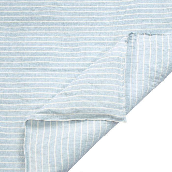 Larkspur 100% Slub Linen Prairie Stripe Duvet Cover Set