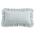 Larkspur 100% Slub Linen Prairie Stripe Ruffled Lumbar Pillow