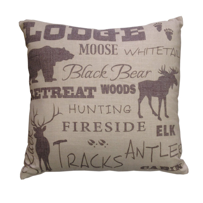 Lodge Text Collage Decorative Throw Pillow, 18x18 Pillow