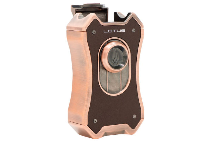 Lotus Emperor Brown Crackle and Copper Quad Torch Table Lighter - 24-1010