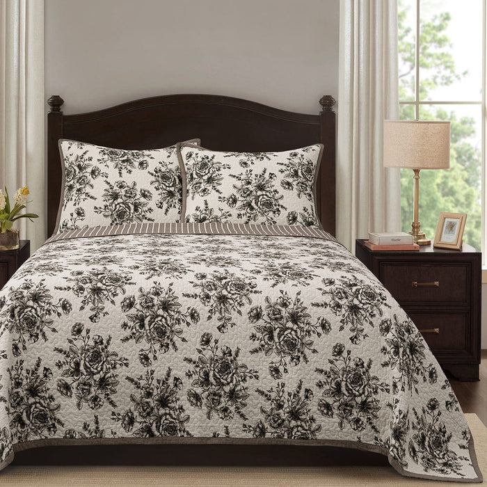 Lyla Floral Print Reversible Quilt Set Quilt