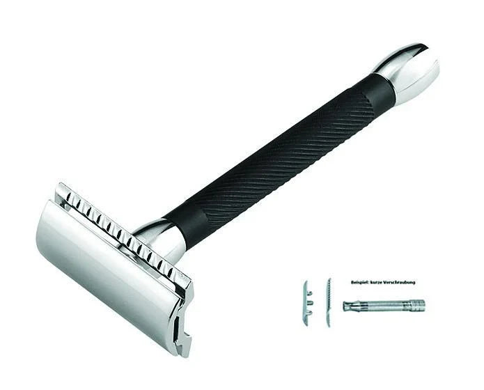 Merkur 20C Double Edge Safety Razor with Extra Long Handle & Straight Cut in Chrome Finish - MK20011