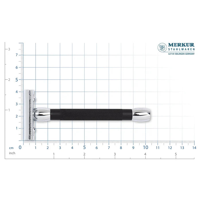 Merkur 20C Double Edge Safety Razor with Extra Long Handle & Straight Cut in Chrome Finish - MK20011