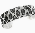 Modern Leaf Silver Engraved Cuff Bracelet