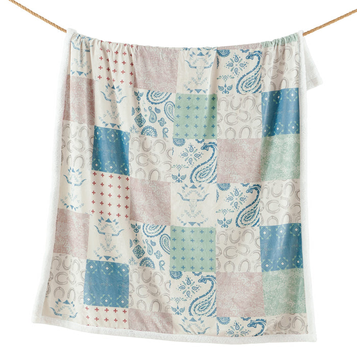 Patchwork Paisley Campfire Sherpa Throw Throw