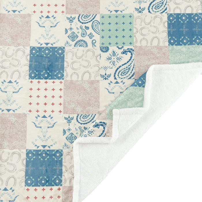 Patchwork Paisley Campfire Sherpa Throw