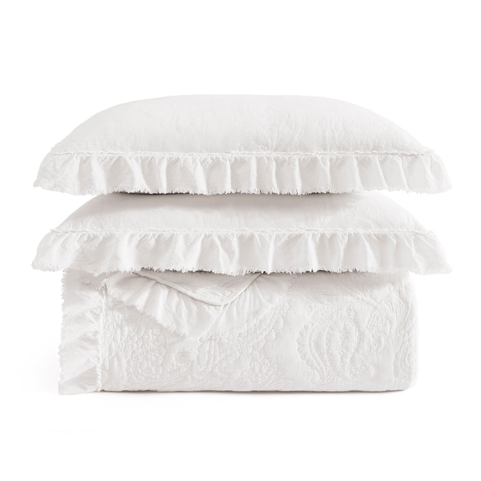Sadie Stonewashed Paisley Ruffled Quilt Set
