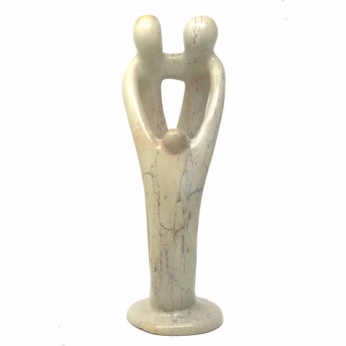 Single Soapstone Family Sculptures - 8-inch - Natural Stone