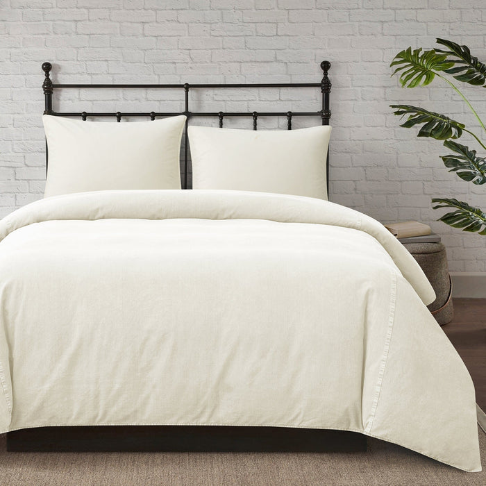 Stonewashed Cotton Canvas Duvet Cover Set Duvet Cover
