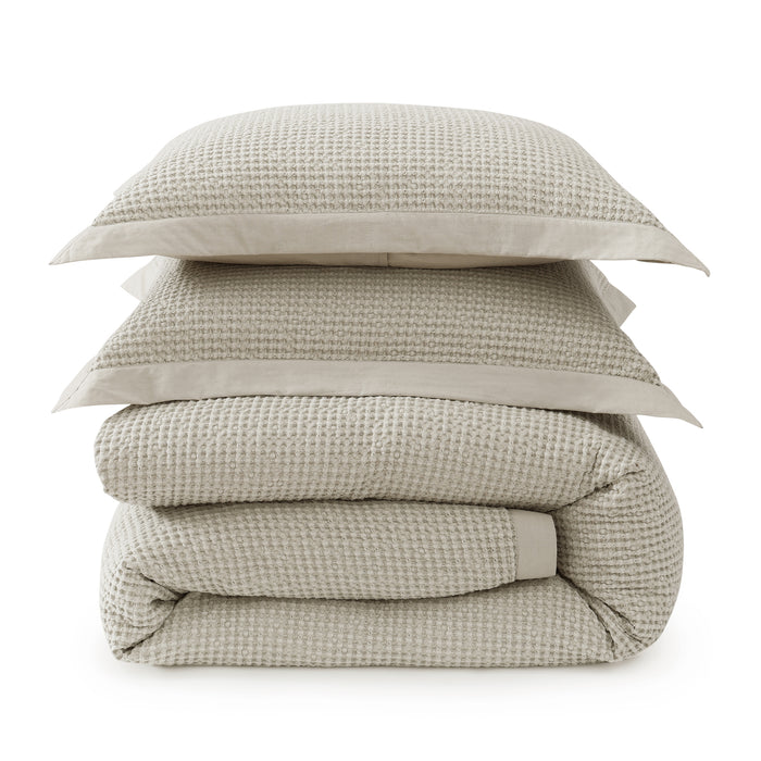 Stonewashed Cotton Waffle Weave Duvet Cover Duvet Cover
