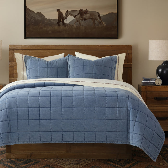 Stonewashed Denim Quilt Set