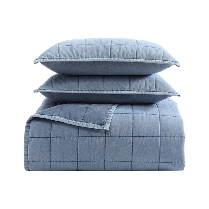 Stonewashed Denim Quilt Set