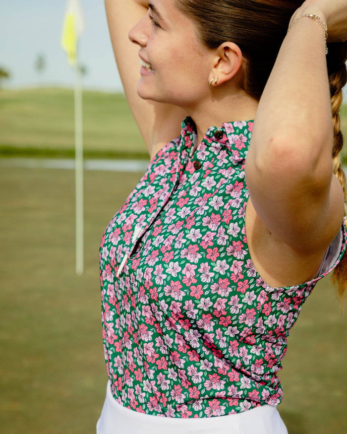 The Azaleas - Ladies Sleeveless Golf Polo by Kenny Flowers