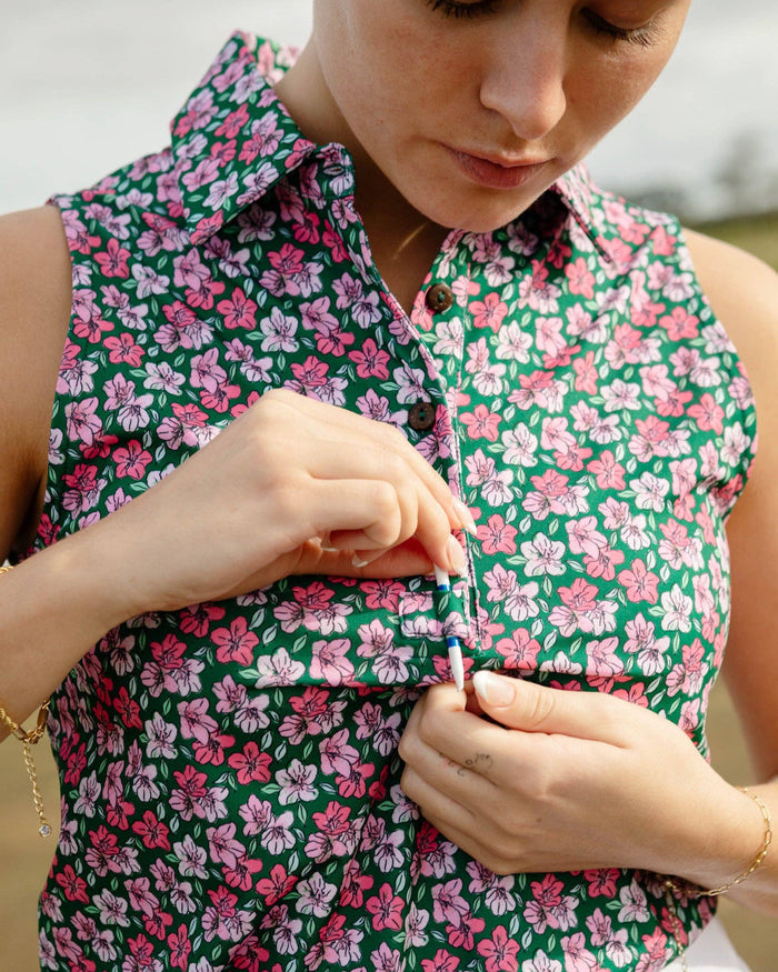 The Azaleas - Ladies Sleeveless Golf Polo by Kenny Flowers
