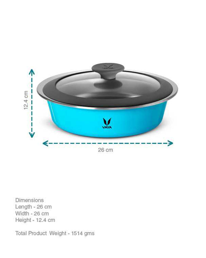 Vaya HauteCase 37.2 fl oz Azure Blue, Glass Lid