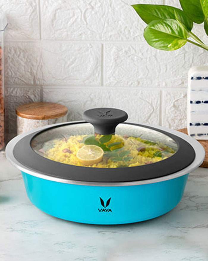 Vaya HauteCase 37.2 fl oz Azure Blue, Glass Lid