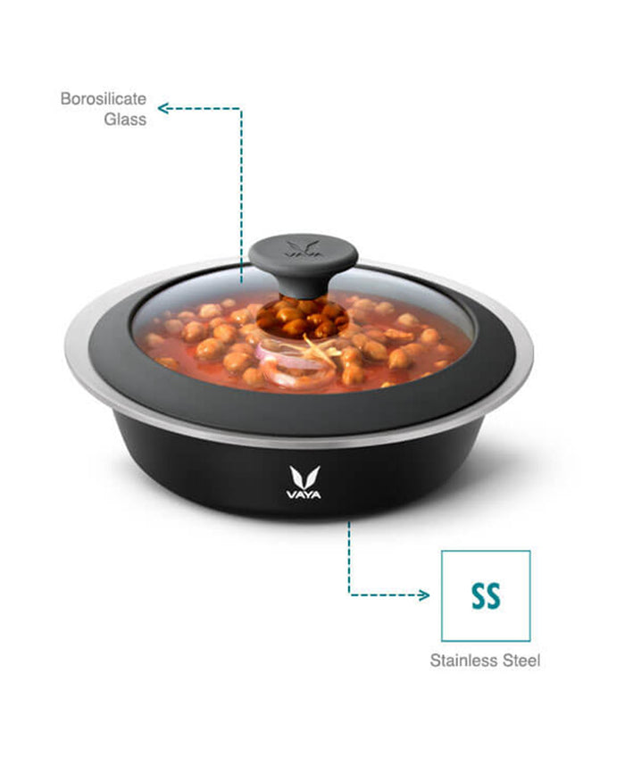Vaya HauteCase 37.2 fl oz Sable Black, Glass Lid