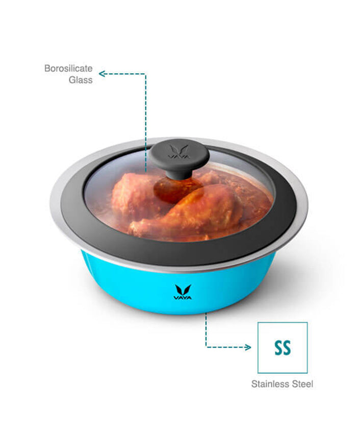 Vaya HauteCase 50.7 fl oz Azure Blue, Glass Lid