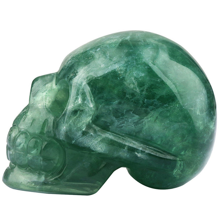 White Whale Healing Crystal Stone Fluorite Human Reiki Skull Figurine Statue Sculptures