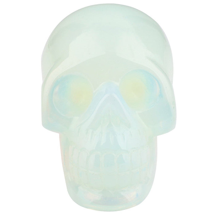 White Whale Healing Crystal Stone Opalite Human Reiki Skull Figurine Statue Sculptures