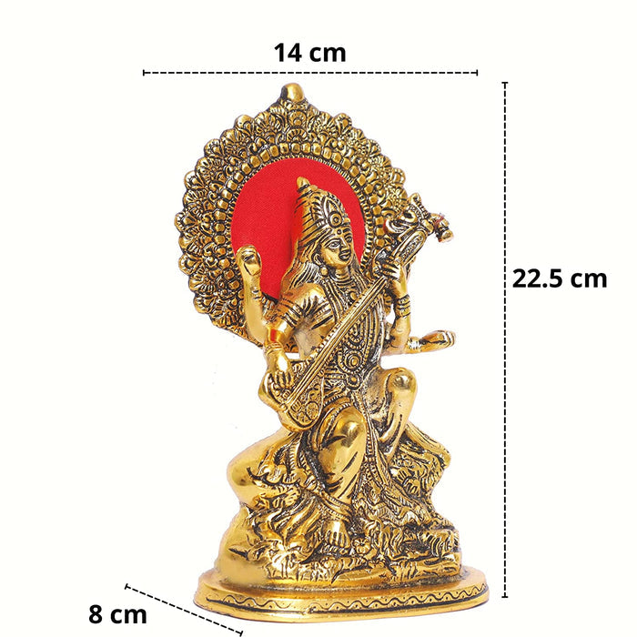 White Whale Maa Saraswati ji Sitting on Hans Metal Statue,Hindu Goddess Maa Veena Vadini Saraswati idol Sculpture Pooja,Meditation,Office,Business,Home Decorative,Showpiece Figurines,Religious idol Gift Article...