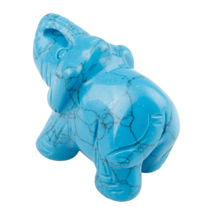 Whitewhale Healing Crystal Guardian Blue Howlite Turquoise Elephant Pocket Stone Figurines Carved Gemstone