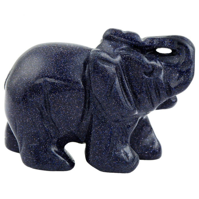 Whitewhale Healing Crystal Guardian Blue Sand Stone Elephant Pocket Stone Figurines Carved Gemstone
