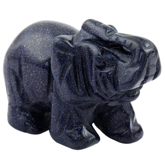 Whitewhale Healing Crystal Guardian Blue Sand Stone Elephant Pocket Stone Figurines Carved Gemstone
