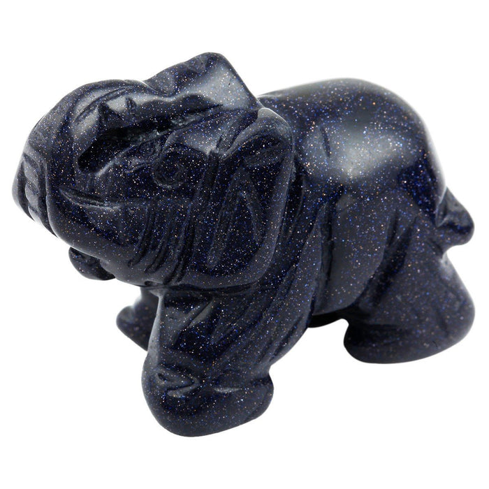 Whitewhale Healing Crystal Guardian Blue Sand Stone Elephant Pocket Stone Figurines Carved Gemstone